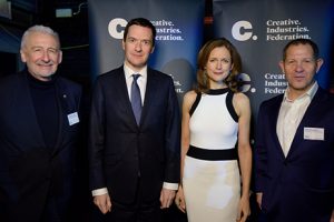 Sir John Sorrell, Chancellor George Osborne, Katie Derham and John Kampfner