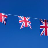 String of three Union Jack flags
